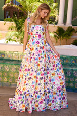 Ava Presley Floral Print Tie Straps Prom Dress 42266