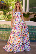 Ava Presley Floral Print Tie Straps Prom Dress 42266