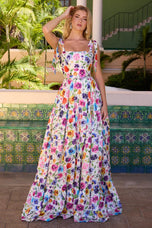 Ava Presley Floral Print Tie Straps Prom Dress 42266