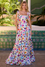 Ava Presley Floral Print Tie Straps Prom Dress 42266