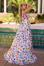 Ava Presley Floral Print Tie Straps Prom Dress 42266