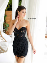 Primavera Illusion Corset Beaded Homecoming Dress 4227
