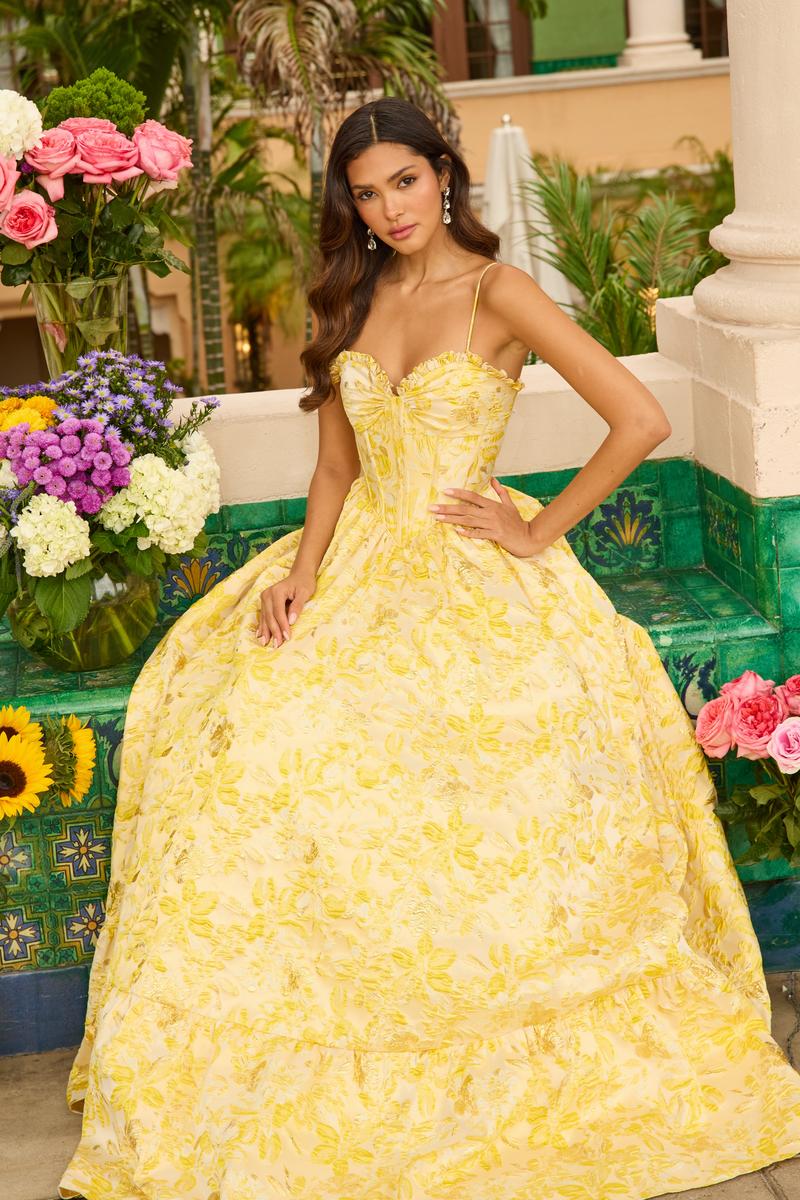 Ava Presley Floral Jacquard Ballgown Prom Dress 42312