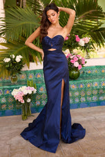 Ava Presley Strapless Satin Fitted Prom Dress 42316