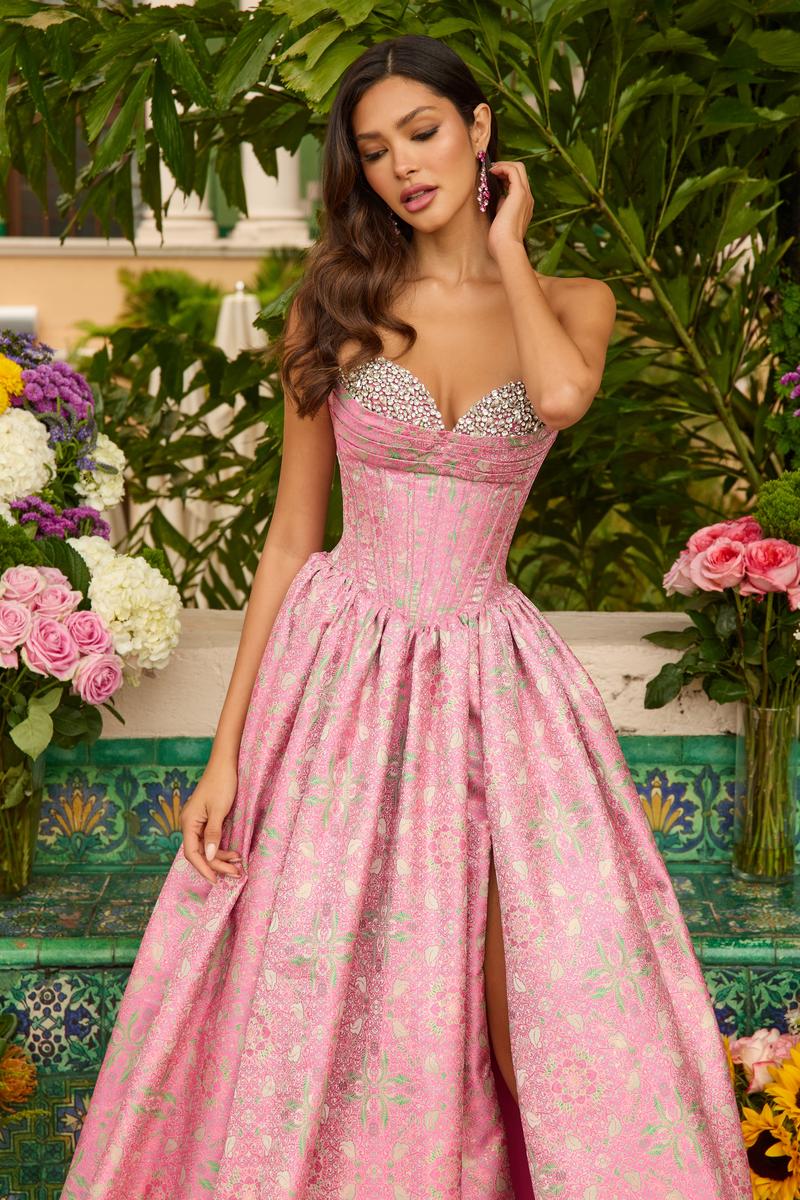 Ava Presley Metallic Jacquard Ballgown Prom Dress 42318