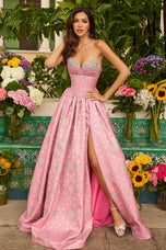 Ava Presley Metallic Jacquard Ballgown Prom Dress 42318