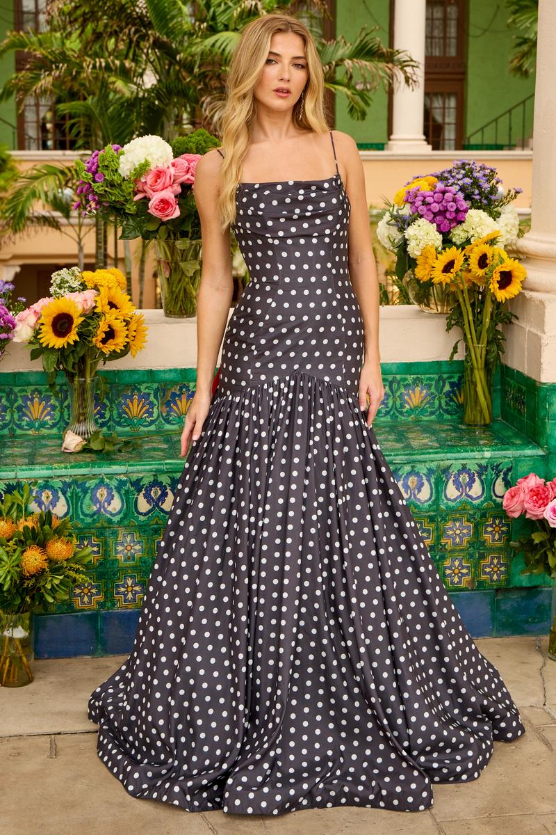 Ava Presley Drop Waist Polka Dot Prom Dress 42368