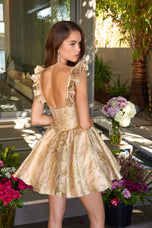 Ava Presley Brocade Ruffle Strap Homecoming Dress 42395