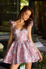 Ava Presley Brocade Ruffle Strap Homecoming Dress 42395