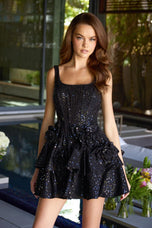 Ava Presley Corset Rosette Ruffle Homecoming Dress 42403