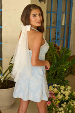 Ava Presley Pearl And Lace Halter Homecoming Dress 42408