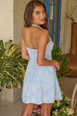 Ava Presley Pearl And Lace Halter Homecoming Dress 42408