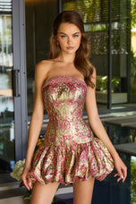 Ava Presley Drop Waist Brocade Bubble Homecoming Dress 42416