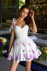 Ava Presley Shoulder Tie Pearl Floral Homecoming Dress 42432