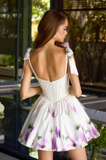 Ava Presley Shoulder Tie Pearl Floral Homecoming Dress 42432