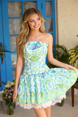 Ava Presley Floral Scalloped with Lace HoCo Dress 42467
