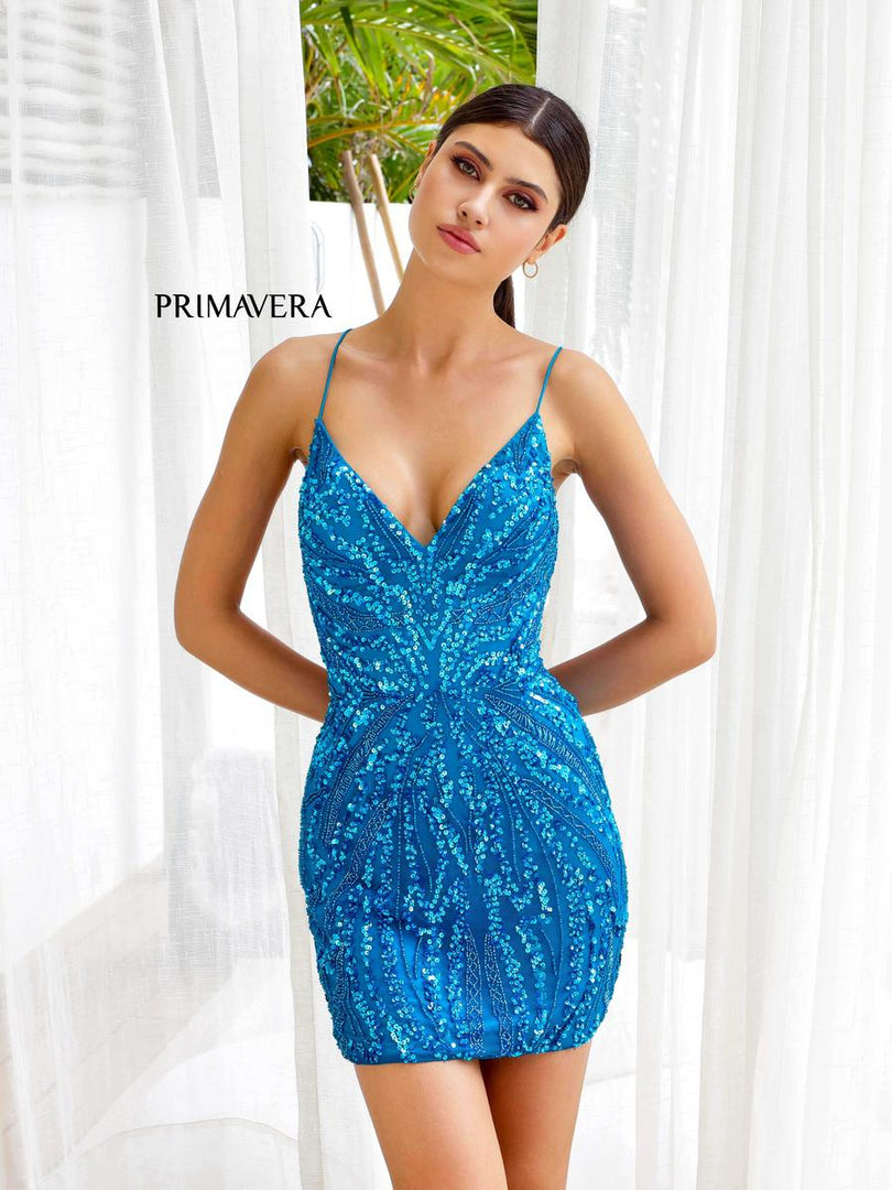 Primavera V-Neck Lace-up Back Homecoming Dress 4250 Primavera V-Neck Lace-up Back Homecoming Dress 4250