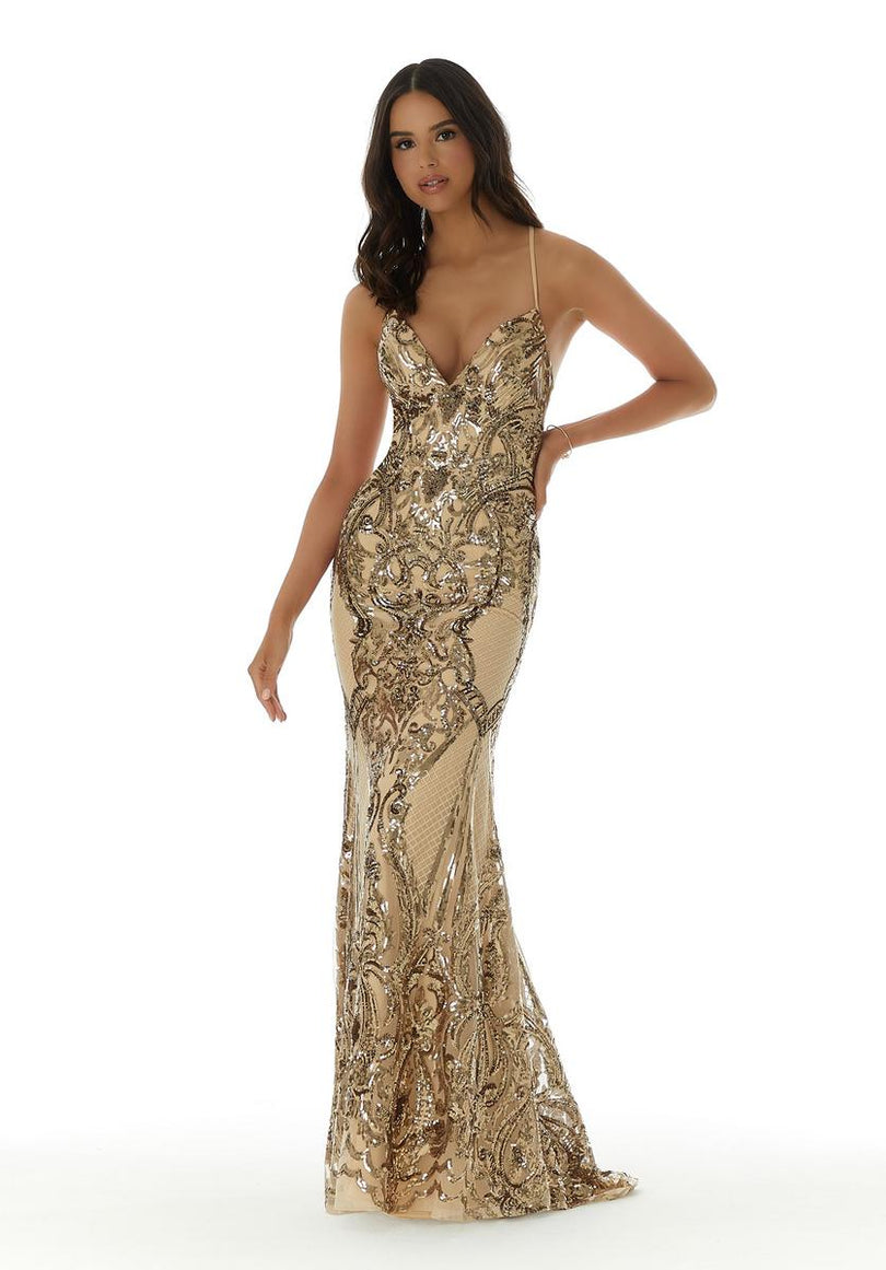 Morilee Long Sequin V-Neck Prom Dress 43032 Morilee Long Sequin V-Neck Prom Dress 43032