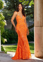 Morilee Long Sequin V-Neck Prom Dress 43032