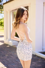 Primavera Couture Beaded Open Back HoCo Dress 4438
