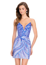 ASHLEYlauren Strapless Sequin Homecoming Dress 4500 - B
