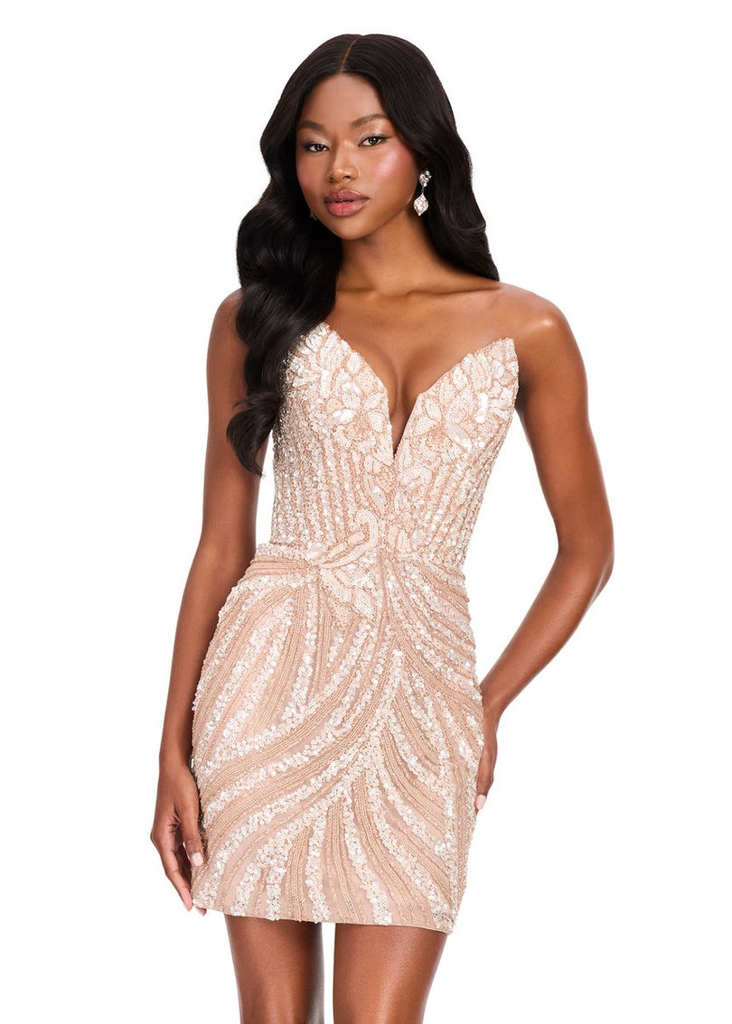 ASHLEYlauren Strapless Sequin Homecoming Dress 4500 - B