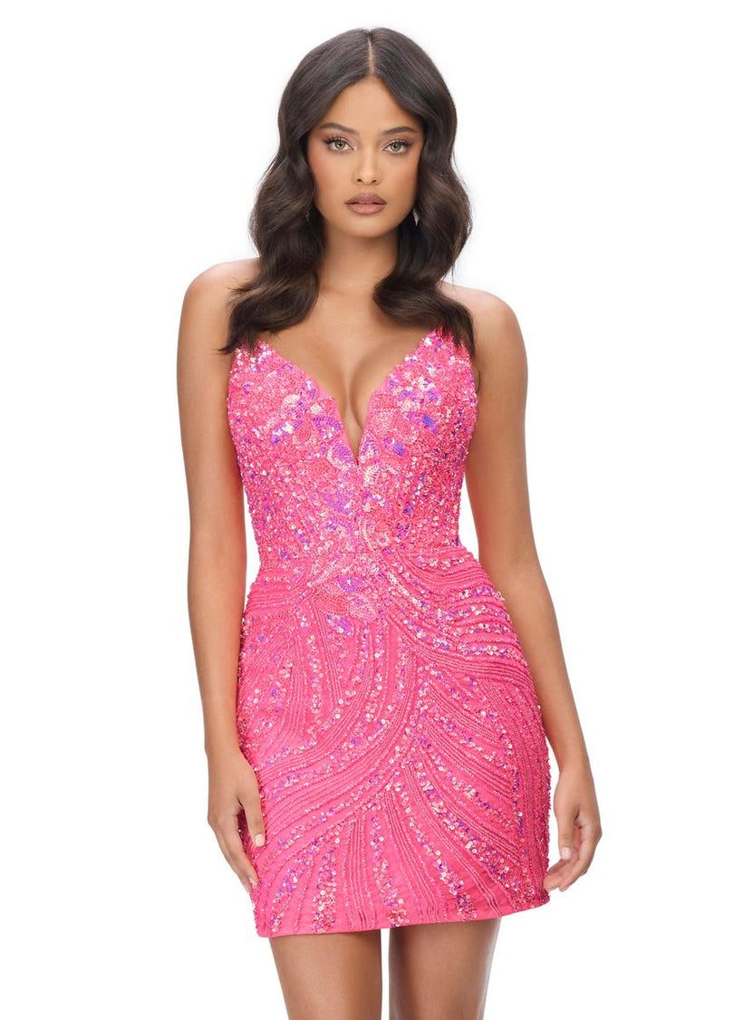 ASHLEYlauren Strapless Sequin Homecoming Dress 4500 - C