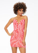 ASHLEYlauren Strapless Sequin Homecoming Dress 4500 - C