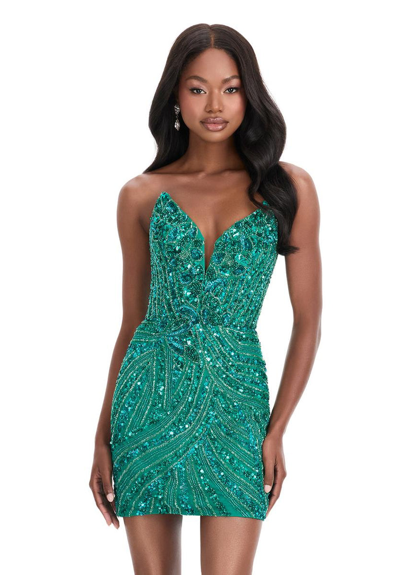 ASHLEYlauren Strapless Sequin Homecoming Dress 4500 - C