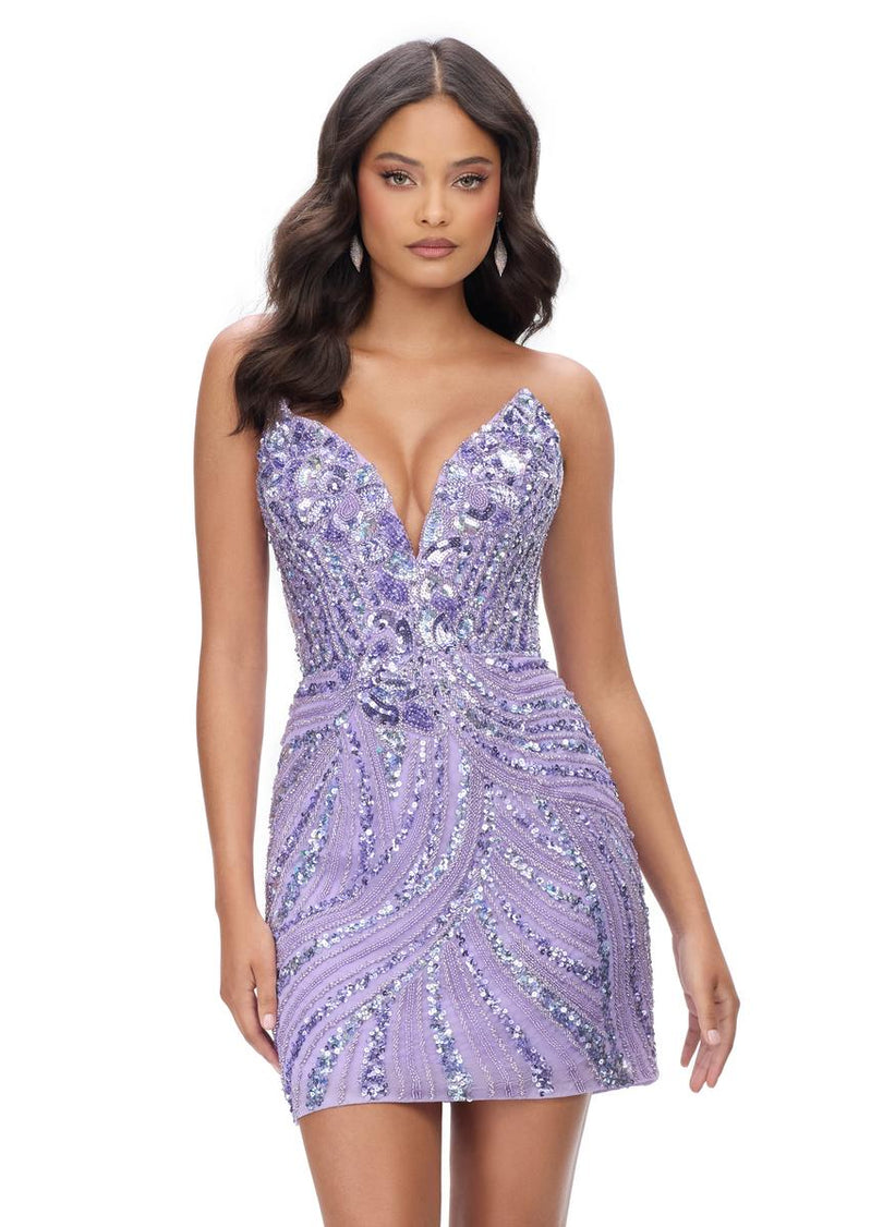ASHLEYlauren Strapless Sequin Homecoming Dress 4500 - C
