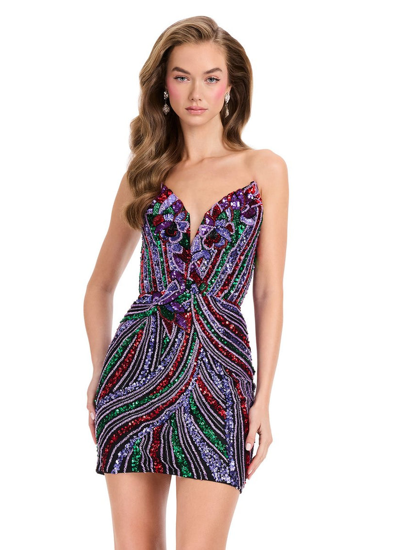 ASHLEYlauren Strapless Sequin Homecoming Dress 4500 - B