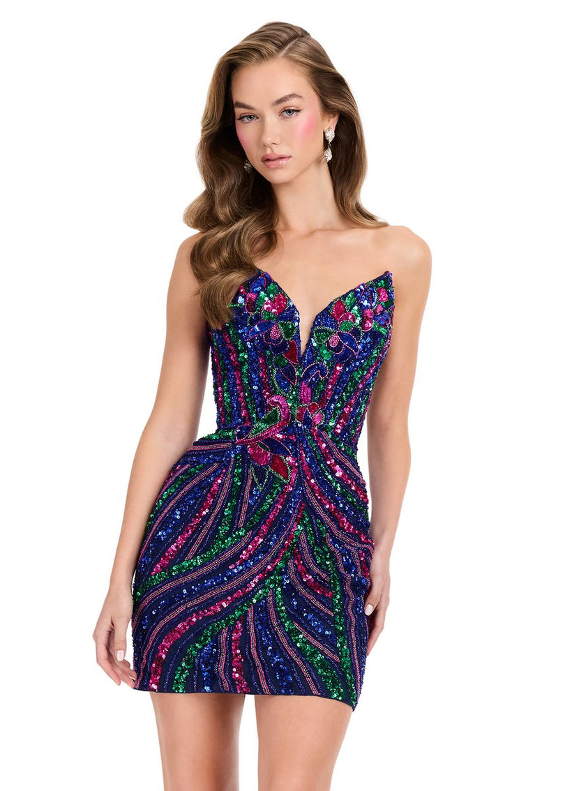ASHLEYlauren Strapless Sequin Homecoming Dress 4500 - B