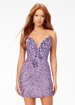 ASHLEYlauren Strapless Sequin Homecoming Dress 4500 - C