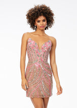 ASHLEYlauren Strapless Sequin Homecoming Dress 4500 - C