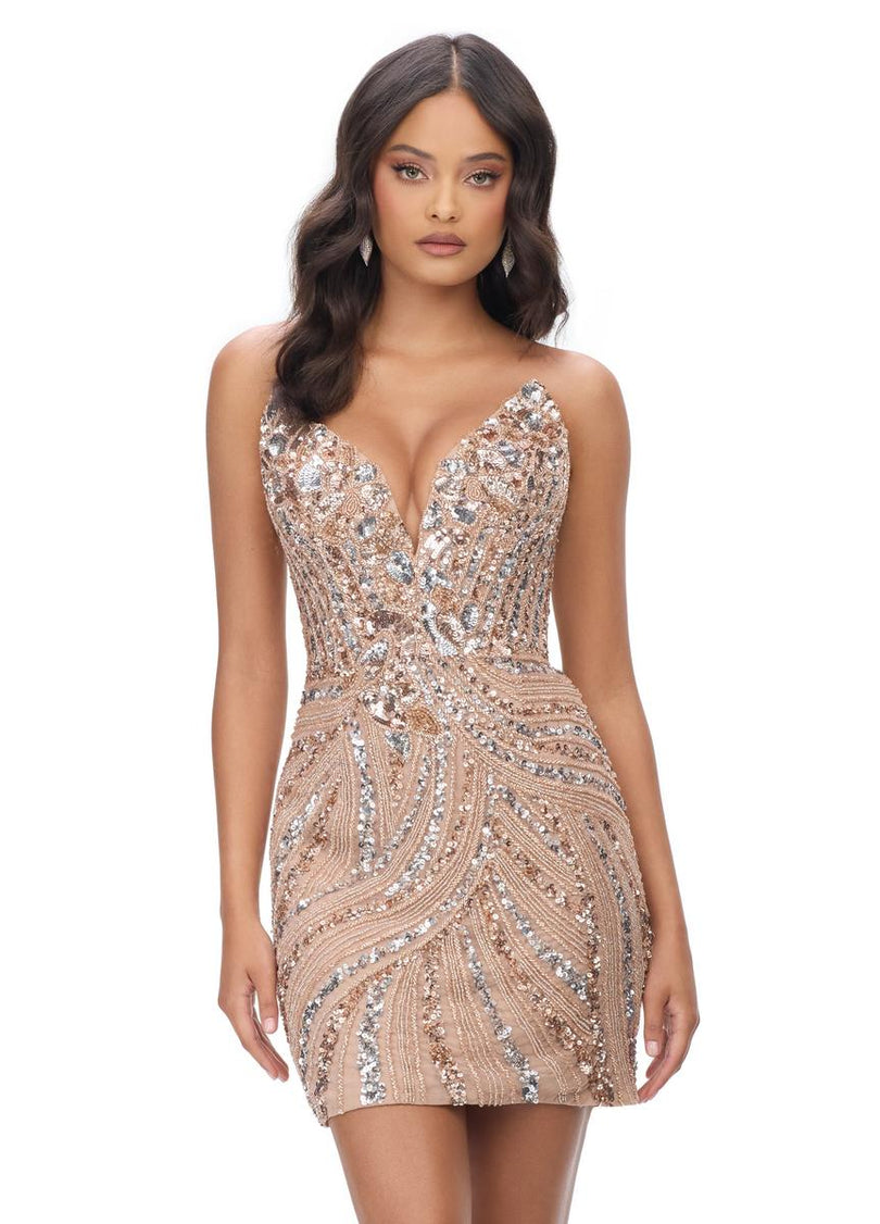 ASHLEYlauren Strapless Sequin Homecoming Dress 4500 - B