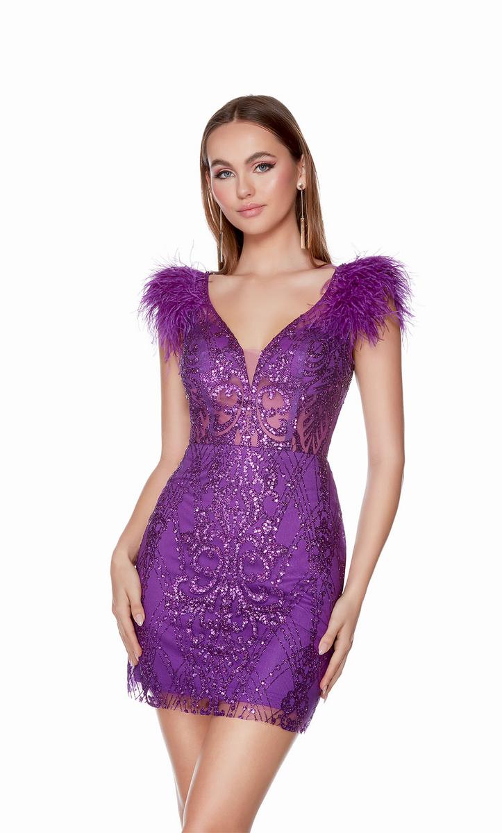 Alyce Short Feather Dress 4501