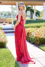 Primavera Couture Satin Bow Fitted Prom Dress 4503