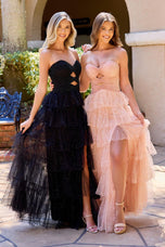 Primavera Couture Strapless Glitter Tulle Prom Dress 4510