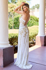 Primavera Couture Geometric Beading and Scoop Neck Prom 4519