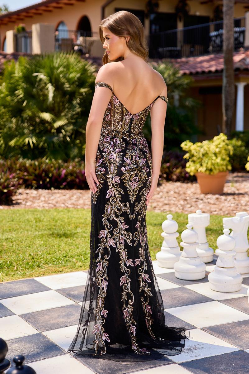 Primavera Couture Off-The-Shoulder Sequin Prom Dress 4525