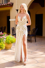 Primavera Couture Cat-Eye Sequins Strapless Prom Dress 4534