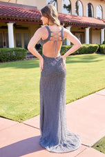 Primavera Couture Pearl  Open Back Fitted Prom Dress 4536