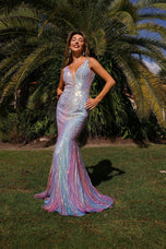 Primavera Couture Multicolor Iridescent Prom Dress 4542