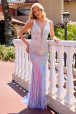 Primavera Couture Multicolor Iridescent Prom Dress 4542