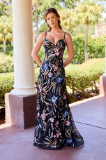 Primavera Couture A-Line Floral Beaded Prom Dress 4555