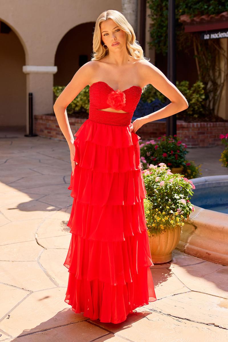 Primavera Couture A Line Ruffle Skirt Prom Dress 4563
