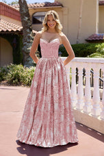 Primavera Couture Strapless Jacquard Ballgown 4566