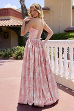 Primavera Couture Strapless Jacquard Ballgown 4566