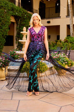 Primavera Couture Jumpsuit with Overskirt 4569
