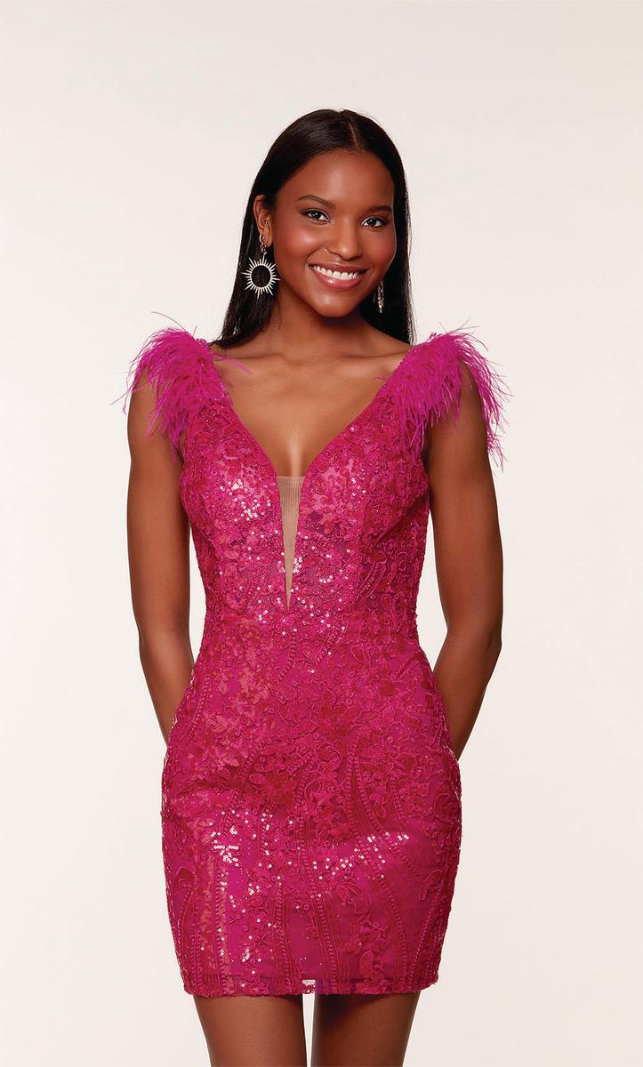 Alyce Paris Feather Sequin HoCo Dress 4613 Alyce Paris Feather Sequin HoCo Dress 4613